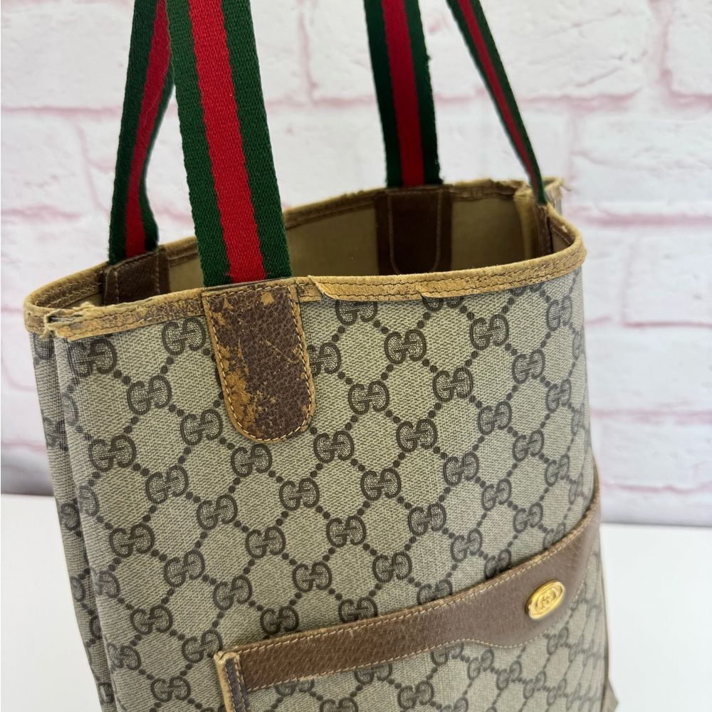 Gucci Vintage Web Sherry Line Beige Monogram Tote - Picture 5 of 15